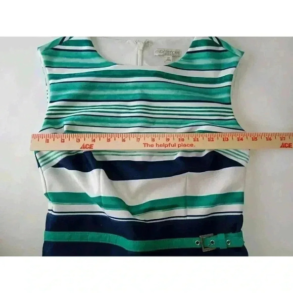 Eva Mendes Career Work Dress Blue Green White Striped Size XS - Picture 5 of 11
